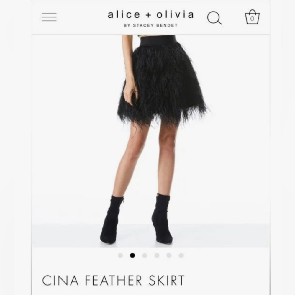 Alice & Olivia Cina Feather Skirt